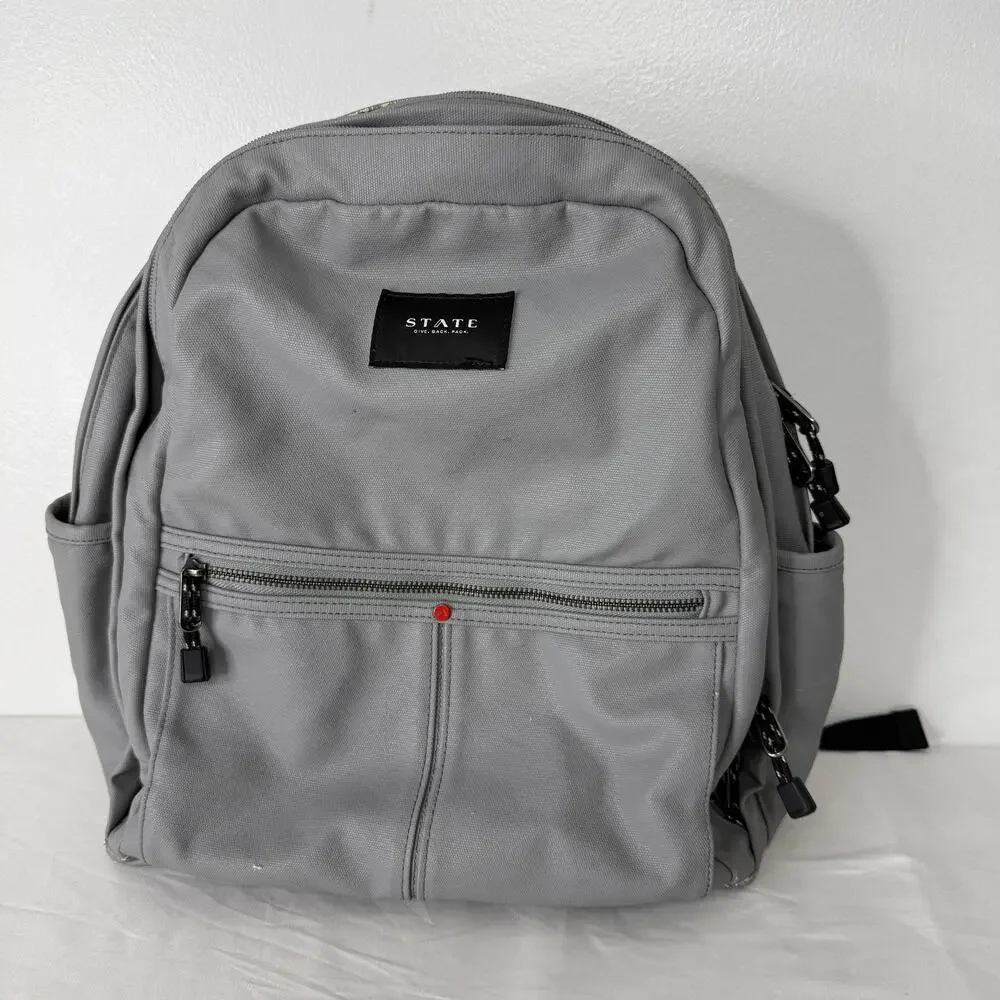 STATE Bags Backpack Frost Gray One Size Map Lining Laptop Sleeve Padded Straps
